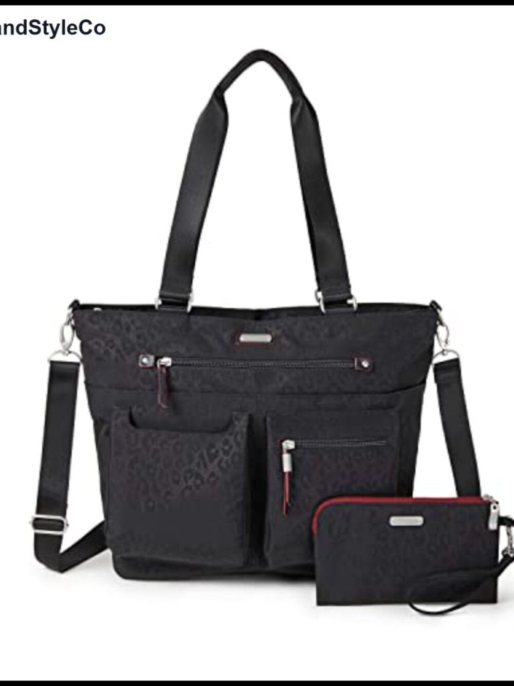 Nylon RFID Travel Tote with Removable Wristlet & Crossbody Strap